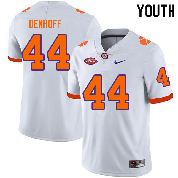 Youth #44 Cade Denhoff Clemson Tigers College Football Jerseys Sale-White